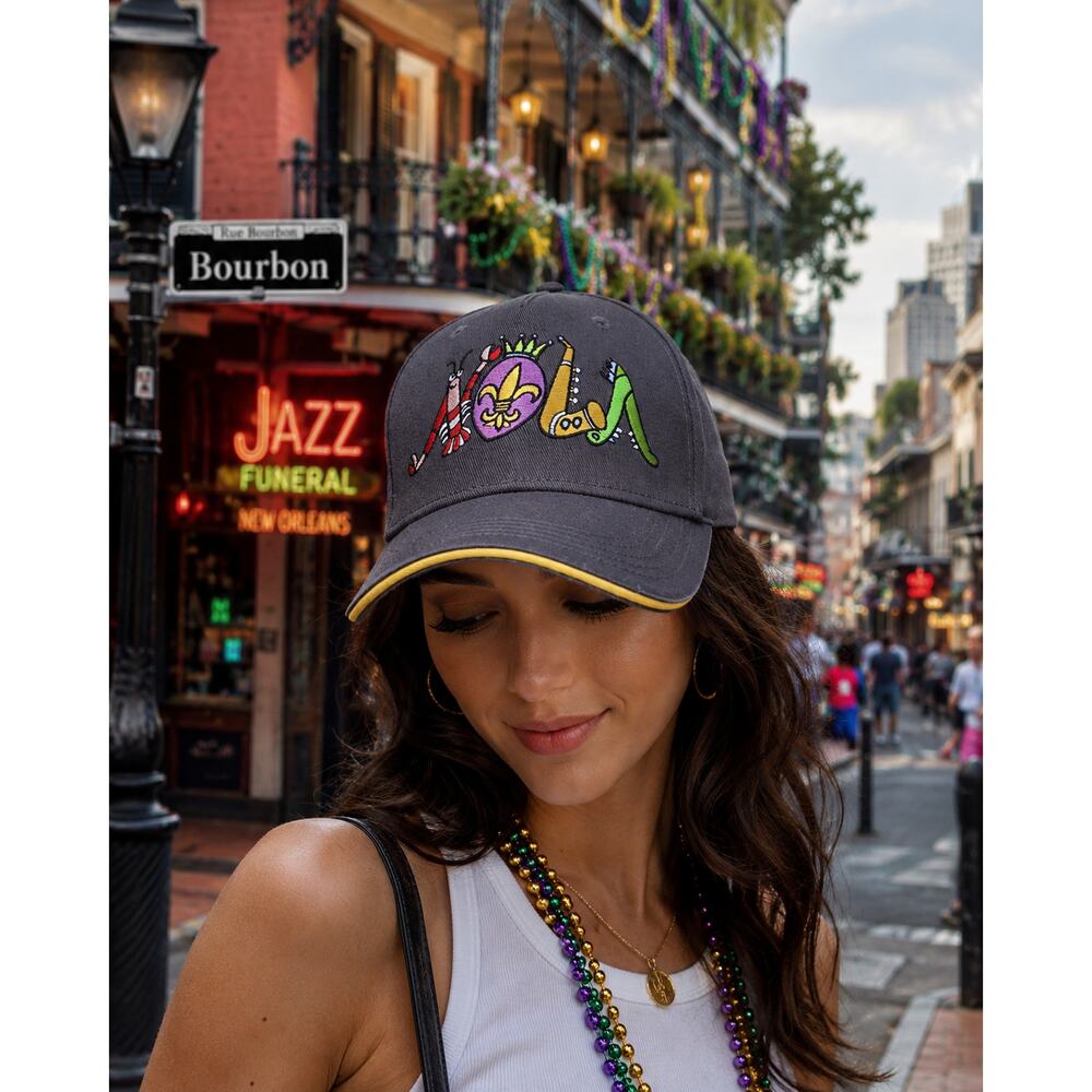 Adaro Art NOLA Cap | New Orleans Mardi Gras Embroidered Adjustable Hat